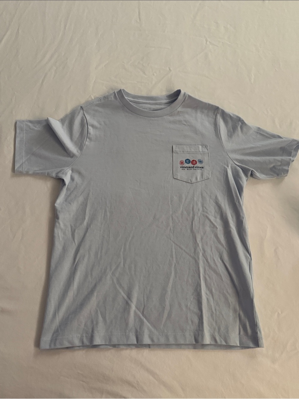 Vineyard Vines Pale Blue Short Sleeve Pocket Tee with Logo